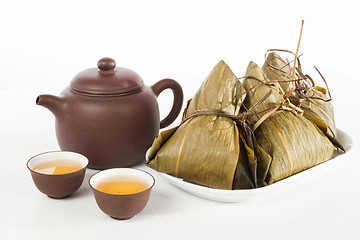 Image showing Chinese  Dumplings, Zongzi in White Background