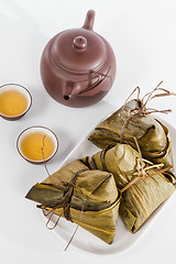 Image showing Chinese  Dumplings, Zongzi in White Background