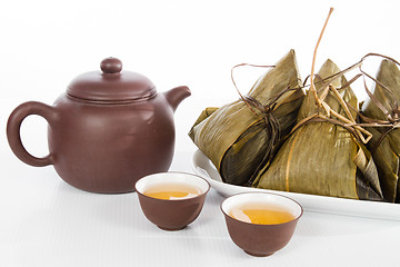 Image showing Chinese  Dumplings, Zongzi in White Background