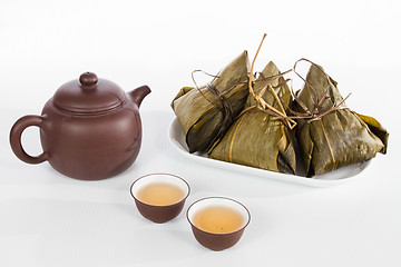 Image showing Chinese  Dumplings, Zongzi in White Background