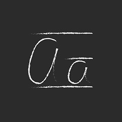 Image showing Cursive letter a icon drawn in chalk.