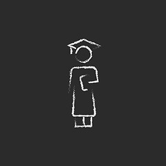 Image showing Graduation icon drawn in chalk.