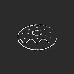 Image showing Doughnut icon drawn in chalk.
