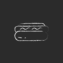 Image showing Hotdog icon drawn in chalk.