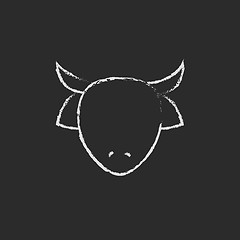 Image showing Cow head icon drawn in chalk.