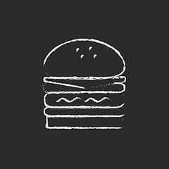 Image showing Double burger icon drawn in chalk.
