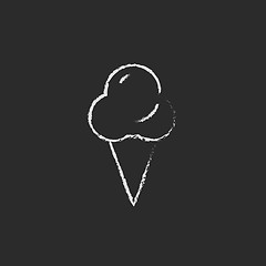 Image showing Ice cream icon drawn in chalk.
