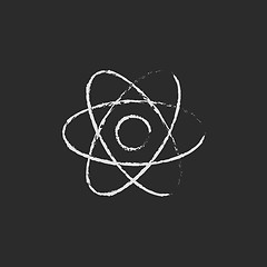 Image showing Atom icon drawn in chalk.