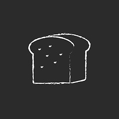 Image showing Half of bread icon drawn in chalk.