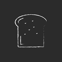 Image showing Single slice of bread icon drawn in chalk.