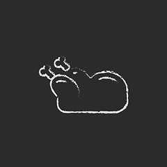 Image showing Raw chicken icon drawn in chalk.