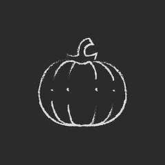 Image showing Pumpkin icon drawn in chalk.