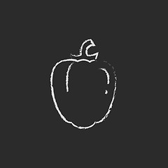 Image showing Bell pepper icon drawn in chalk.