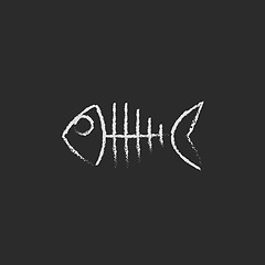 Image showing Fish skeleton icon drawn in chalk.