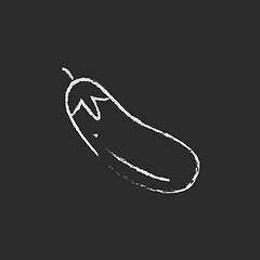 Image showing Eggplant icon drawn in chalk.