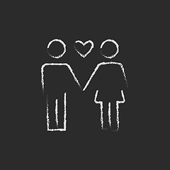 Image showing Couple in love icon drawn chalk.