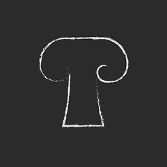 Image showing Mushroom icon drawn in chalk.