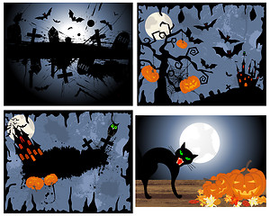 Image showing Set of Halloween Greeting Cards