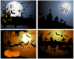 Image showing Set of Halloween Greeting Cards