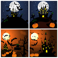 Image showing Set of Halloween Greeting Cards