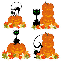 Image showing Set of Halloween Greeting Cards