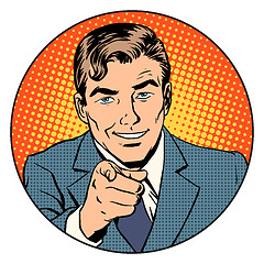 Image showing Man pointing finger in the circle