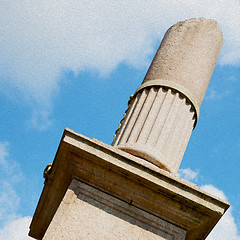 Image showing old column in the cloudy sky of europe italy