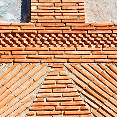 Image showing red tile in morocco africa texture abstract wall brick