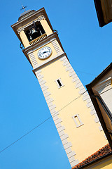 Image showing ancien clock tower in  europe old  stone  bell