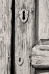 Image showing door    in italy old ancian wood and traditional  texture nail