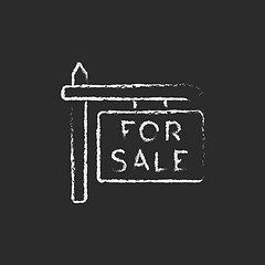 Image showing For sale signboard icon drawn in chalk.