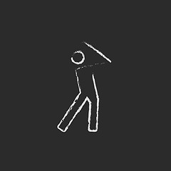 Image showing Golfer icon drawn in chalk.