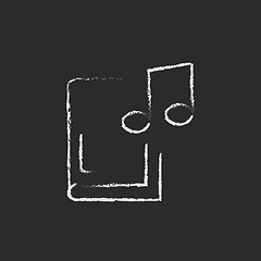 Image showing Music book icon drawn in chalk.