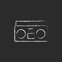 Image showing Cassette player icon drawn in chalk.