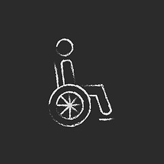 Image showing Disabled person icon drawn in chalk.