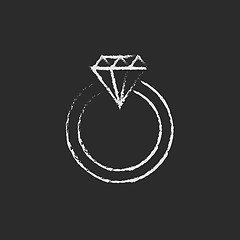 Image showing Diamond ring icon drawn in chalk.