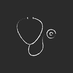 Image showing Stethoscope icon drawn in chalk.