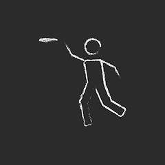 Image showing Frisbee icon drawn in chalk.