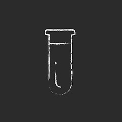 Image showing Test tube icon drawn in chalk.