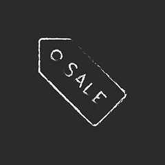 Image showing Sale tag icon drawn in chalk.