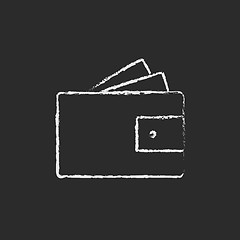 Image showing Wallet with money icon drawn in chalk.