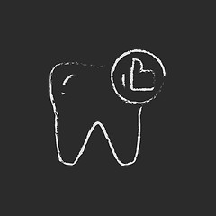 Image showing Healthy tooth icon drawn in chalk.