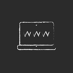 Image showing Website on the laptop screen icon drawn in chalk.