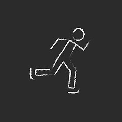 Image showing Speed skating icon drawn in chalk.