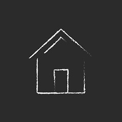 Image showing House icon drawn in chalk.