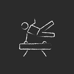 Image showing Gymnast on pommel horse icon drawn in chalk.