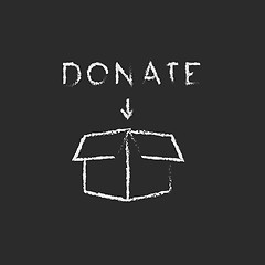 Image showing Donation box icon drawn in chalk.