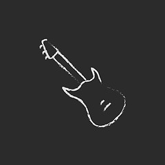Image showing Electric guitar icon drawn in chalk.