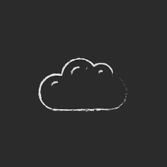 Image showing Cloud computing icon drawn in chalk.