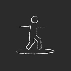 Image showing Man on a surfboard icon drawn in chalk.